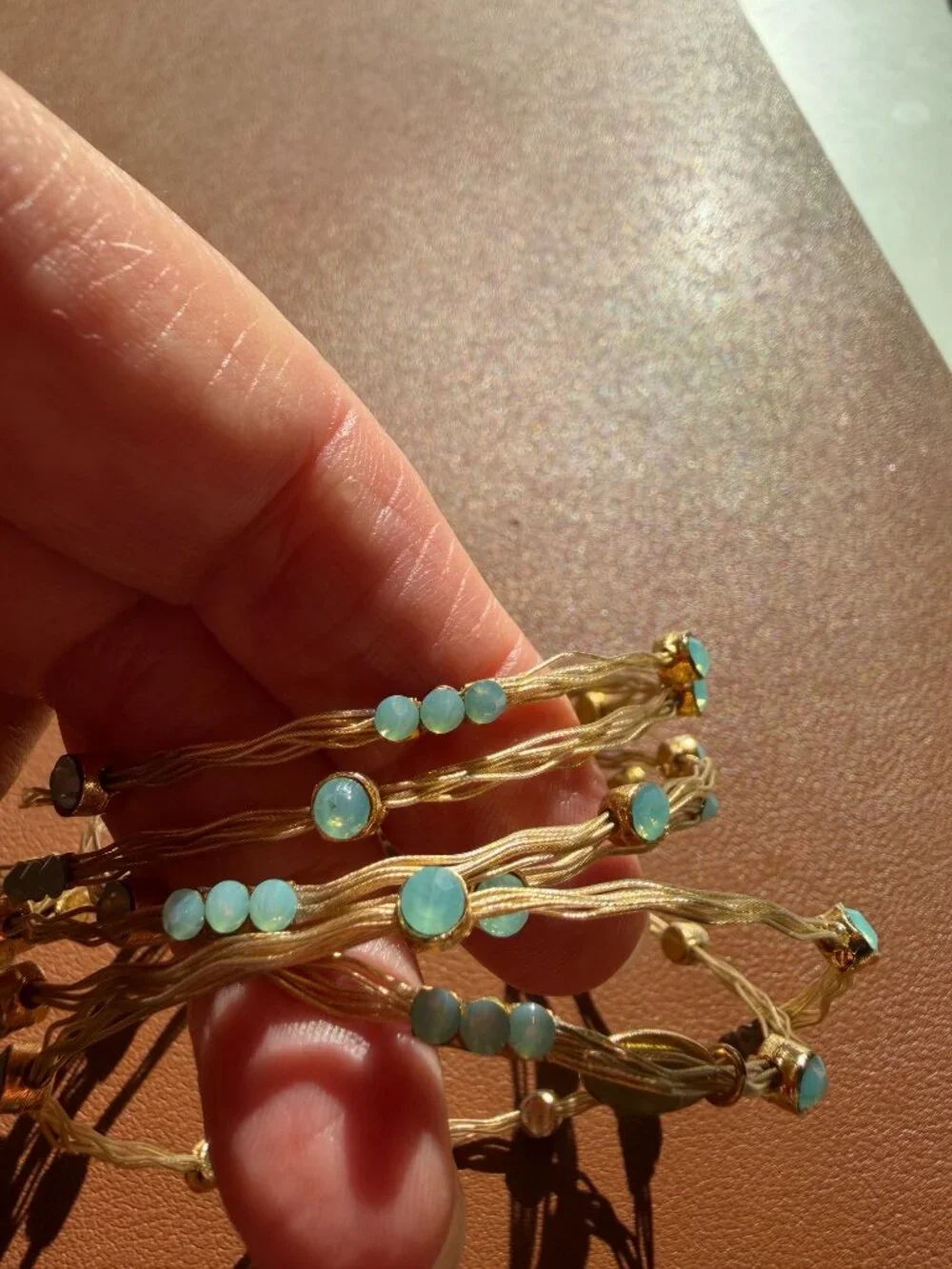 Gold and turquoise opals bracelets by Seasonal Whispers